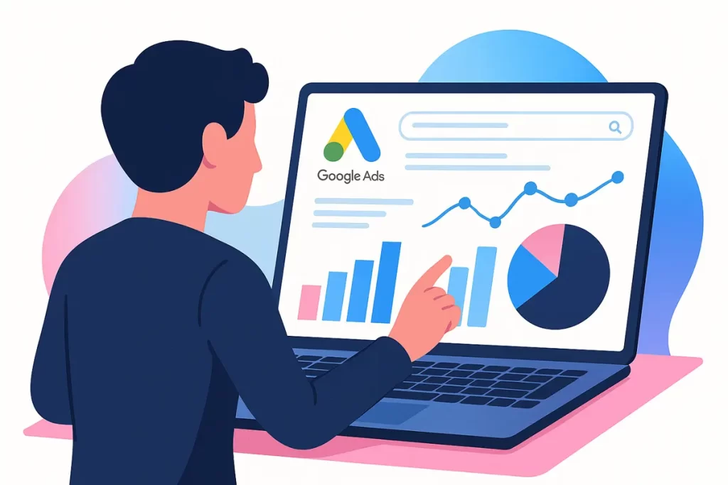 Google Ads danışmanlığı ile kampanya performansı analiz eden kişi