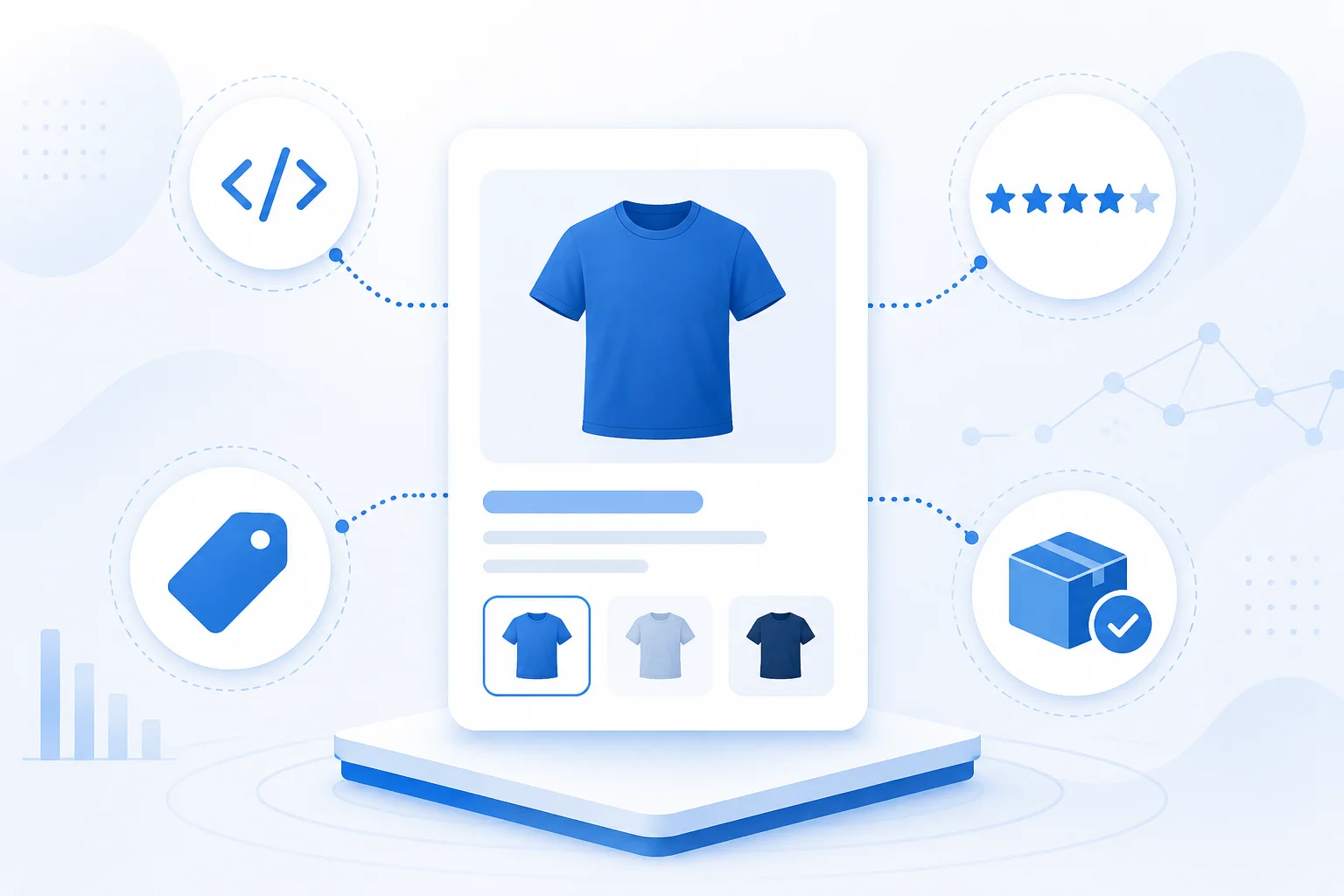 E-ticaret ürün sayfalarında yapılandırılmış veri (schema) kullanımını gösteren illüstrasyon
