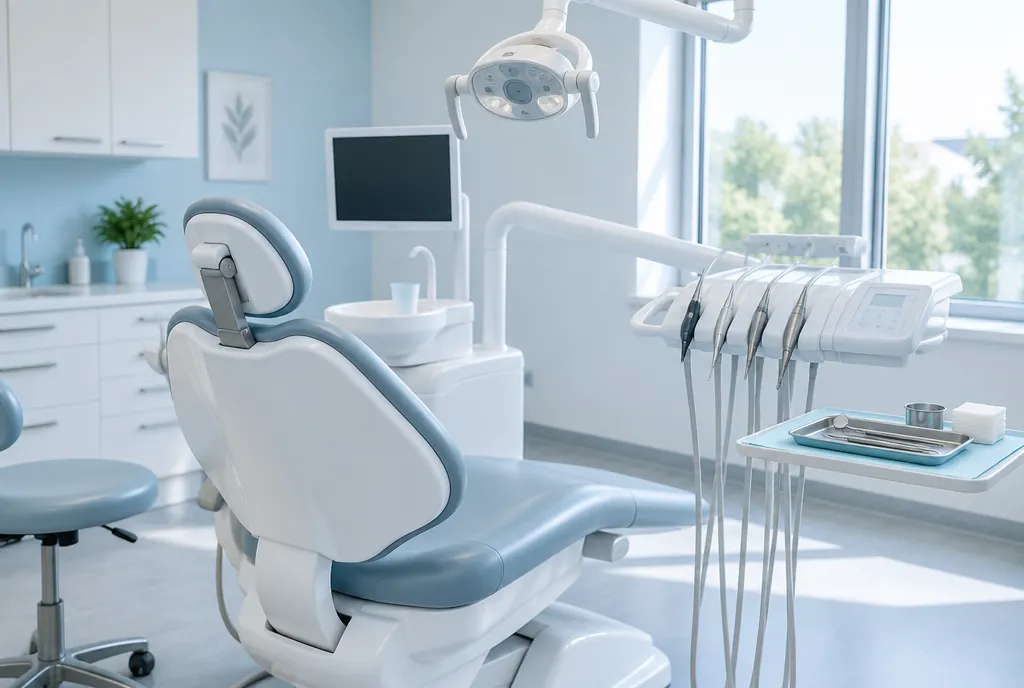 Modern diş kliniği muayene odası ve dental ünit