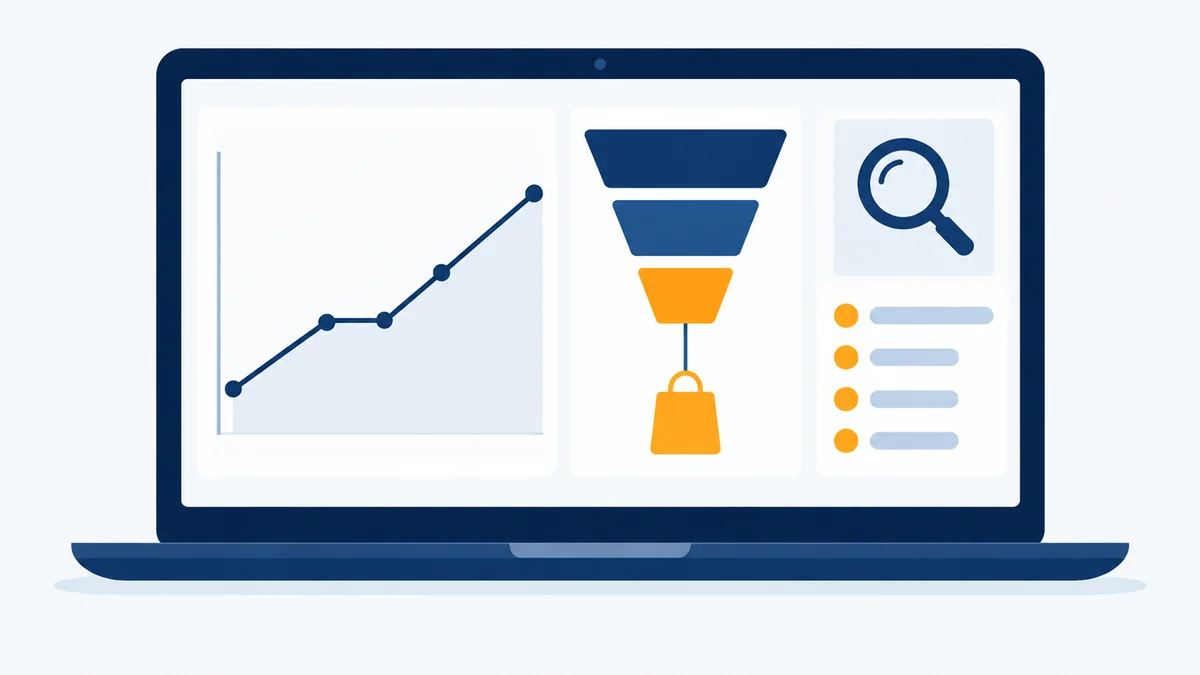 E-ticaret SEO danışmanlığında Search Console ve GA4 e-ticaret olaylarının birlikte izlendiği panel